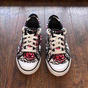 COACH Poppy Floral Graffiti Cloth Sneakers.